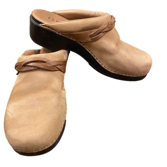 L.L. BEAN Leather Clogs/Mules Leather Braid Tan Suede Women Size 40 (8.5) - Picture 3 of 15
